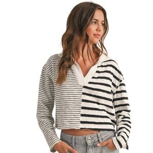 Miou Muse Black and White Striped Sweater